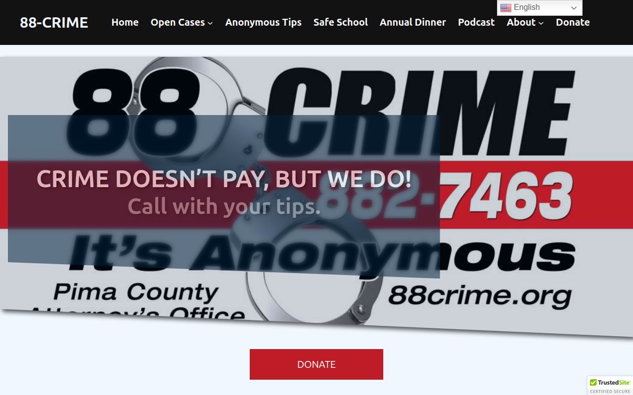 Pima County fugitive tip line safety and 88-CRIME information