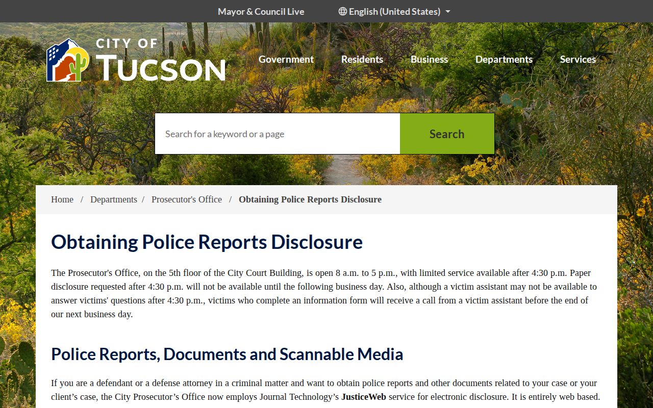 Tucson Police arrest record page documenting no daily blotter in Pima County